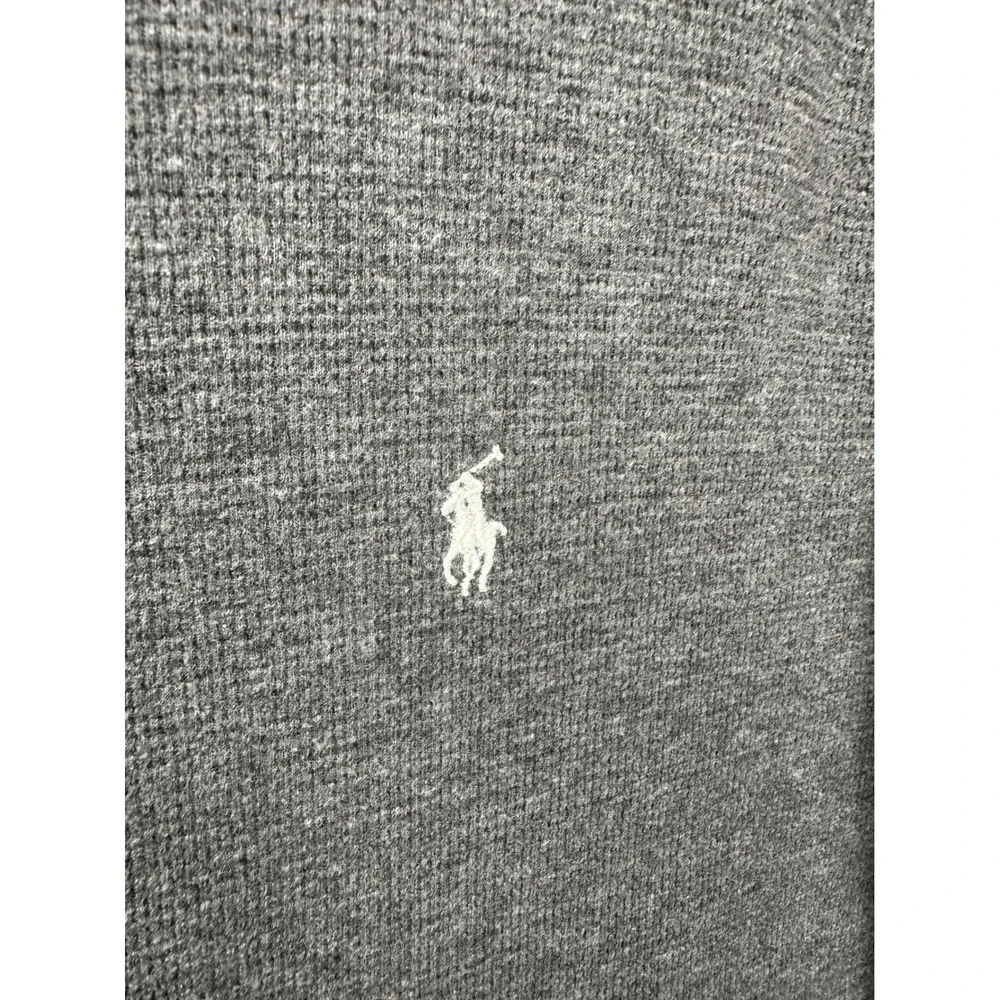 Polo Ralph Lauren Thermal Shirt Men Large Gray Waffle Knit Long Sleeve Pony Logo